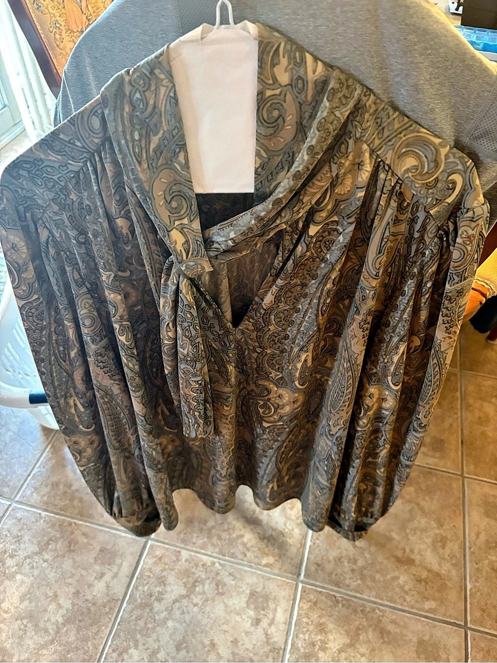 Lauren Ralph Lauren Paisley Blouse in Brown & Blue XL Like New